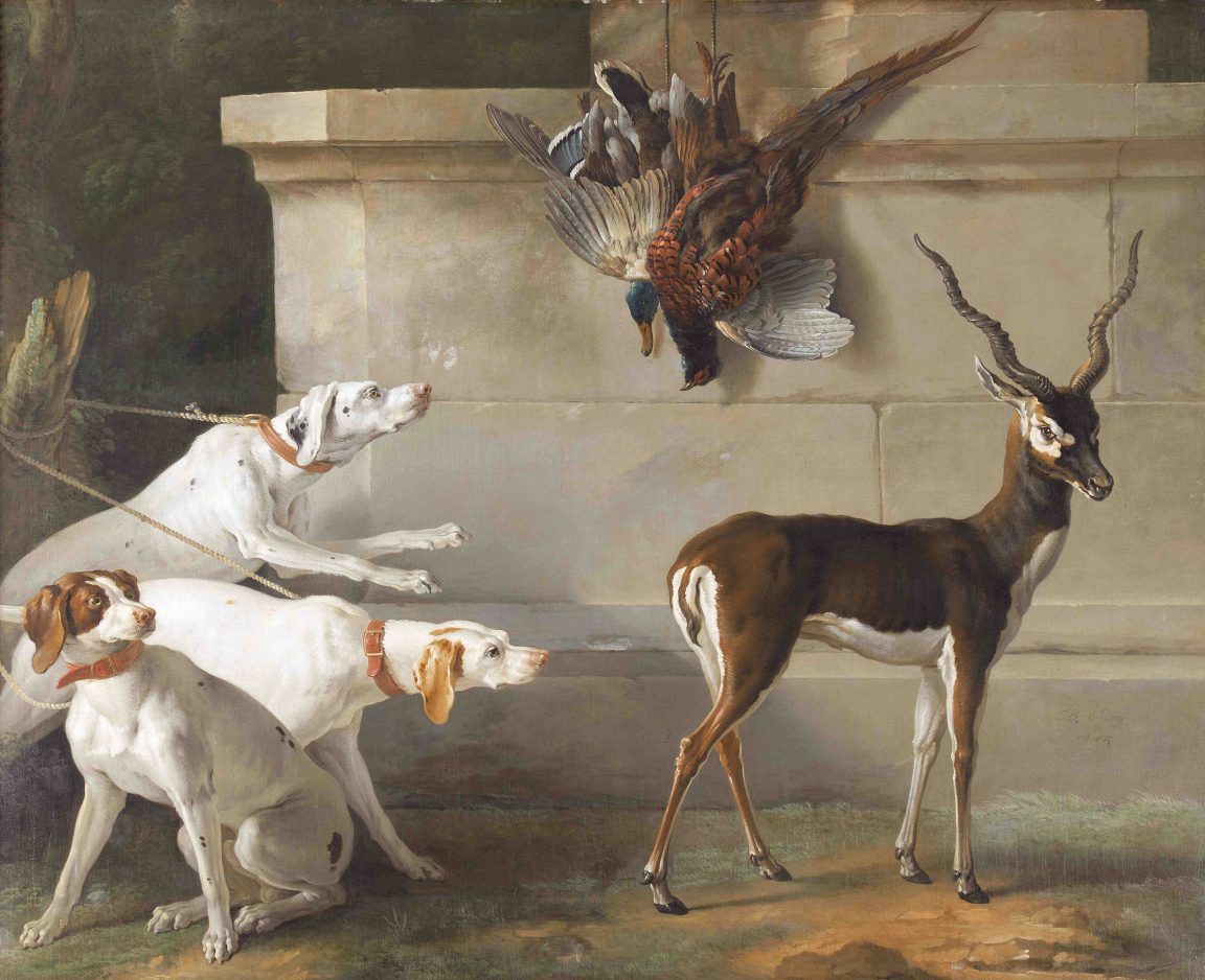 Fig 347 Indian Blackbuck and pointers by Jean Babtiste Oudry 1745