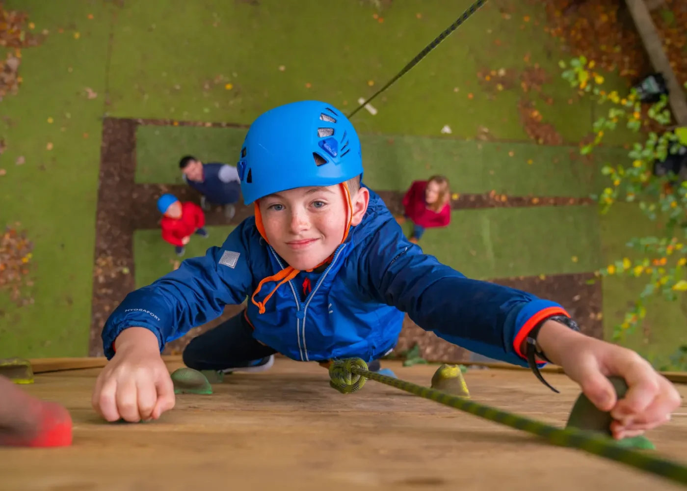 child on a climbing wall at russborough