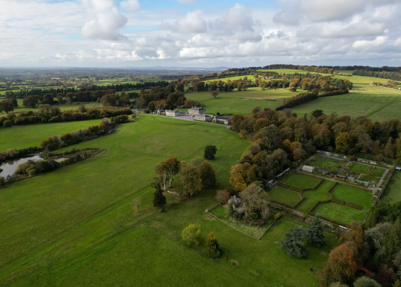 aerial view of russborough house and parklands