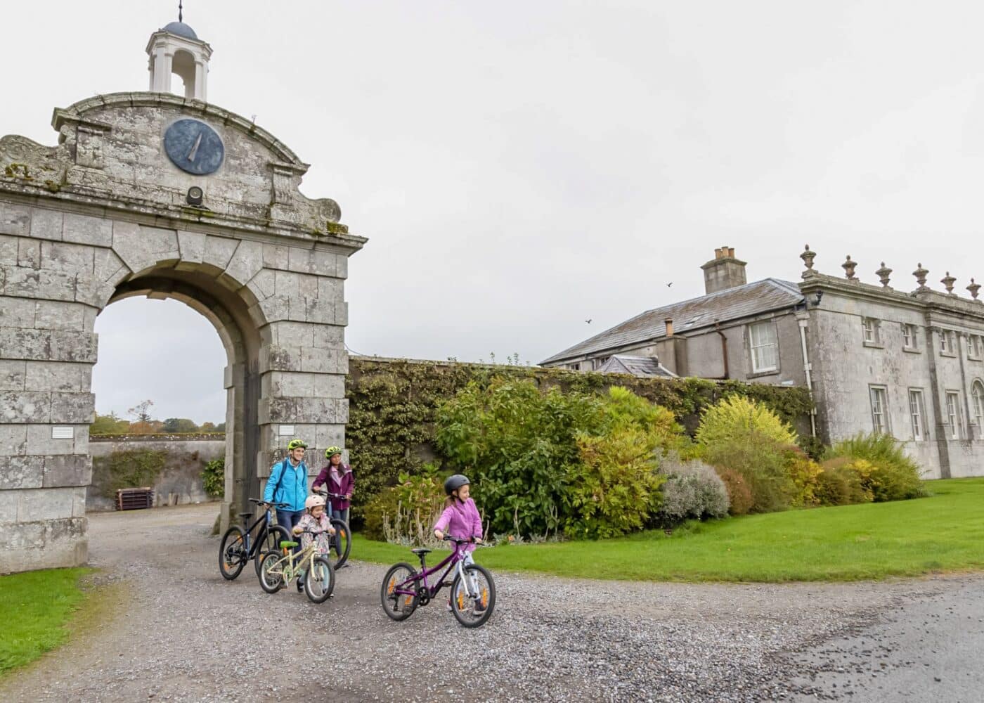 family cycling at russborough