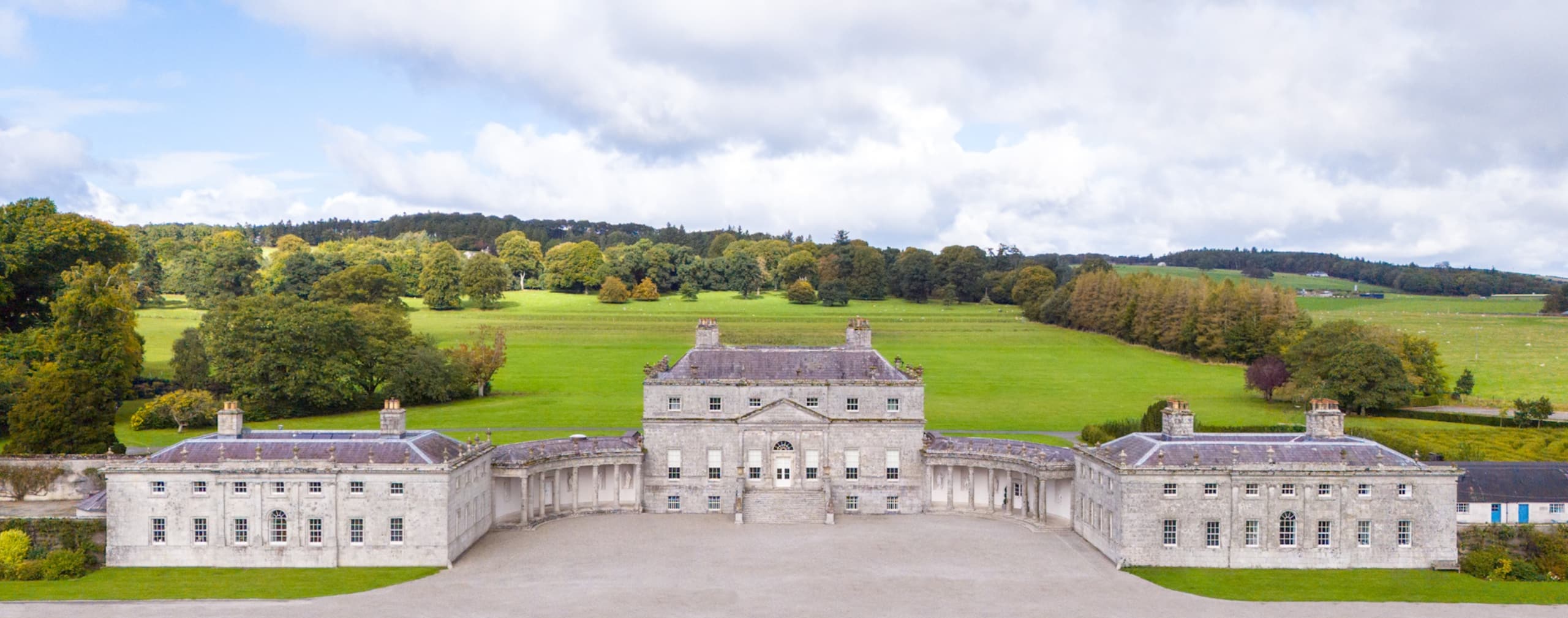 aerial view of russborough historic house