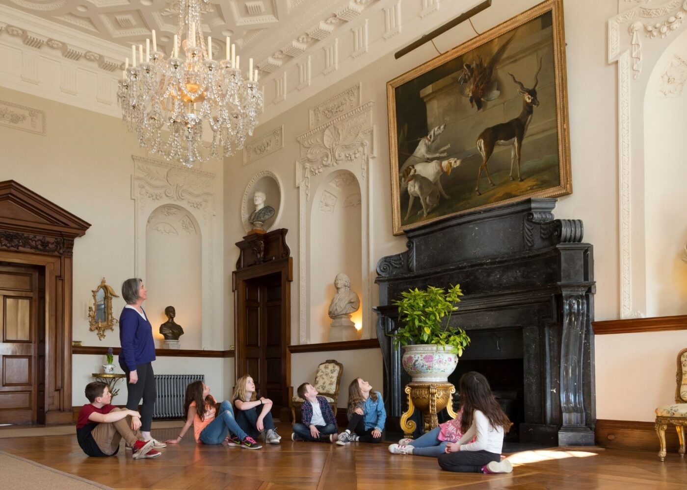children lookoing at art in russborough