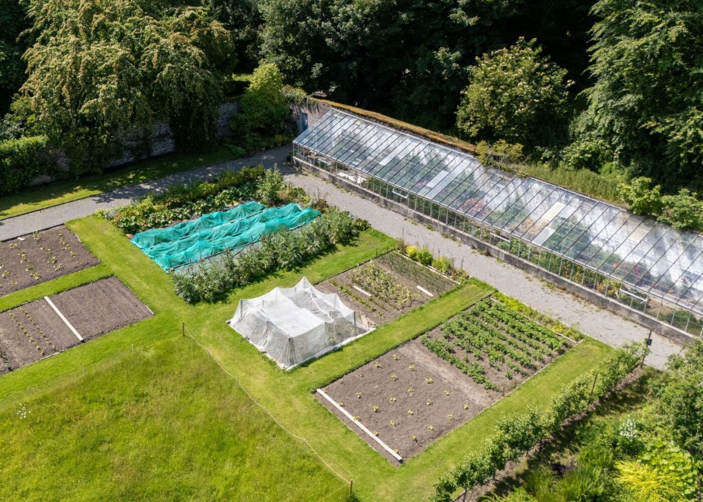 walled garden aerial view at russborough