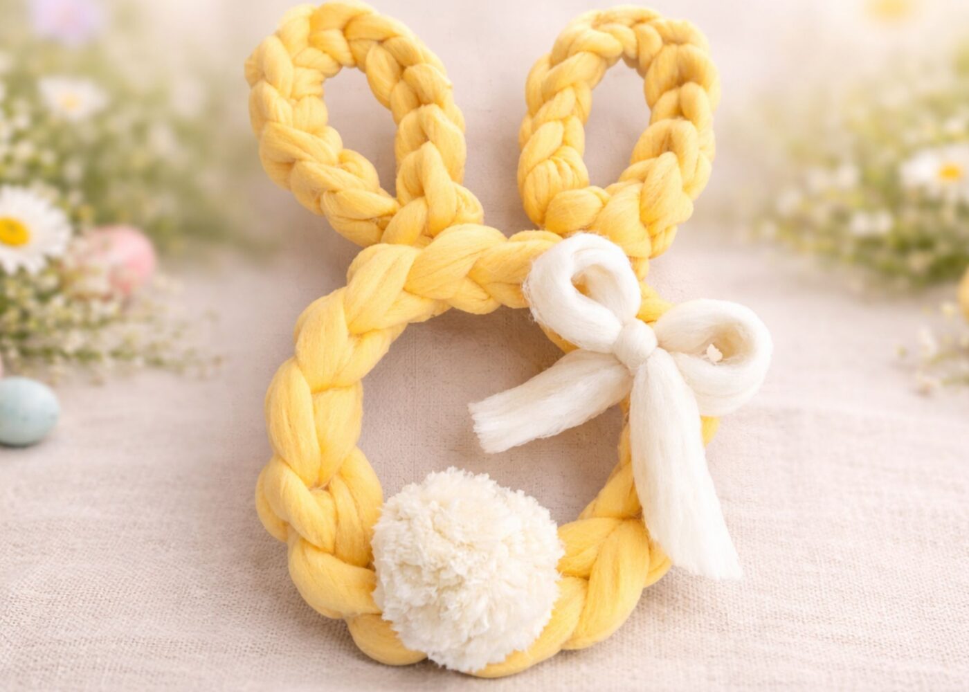 easter bunny knitted wreath